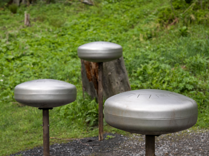 Drei Waldwelde, Hang ähnliche Klangskulpturen auf dem Klangweg Toggenburg